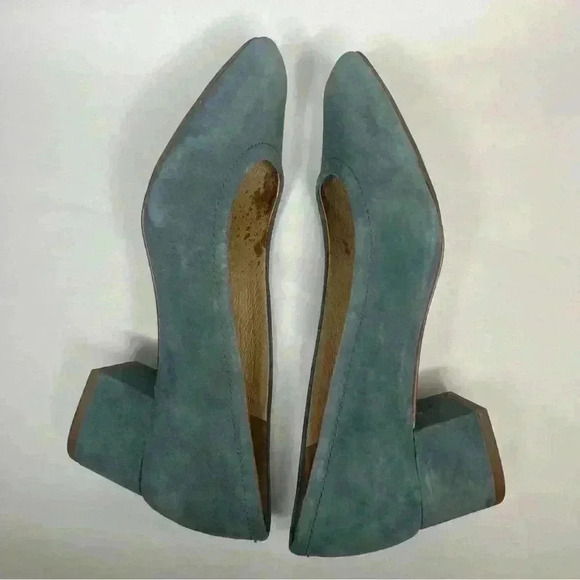 Madewell The Raquel Suede Heel Pump Blue Green Size 7 - Picture 2 of 8